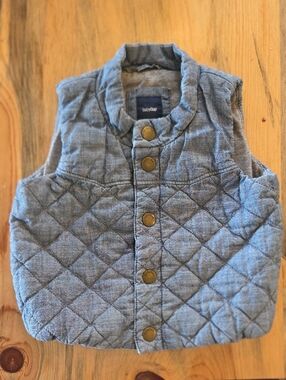GAP Quilted Gray Baby Vest with Brass Buttons